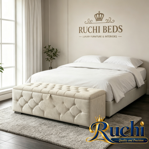 Cream Diamond-Tufted Velvet Cream Diamond-Tufted Velvet Storage Box